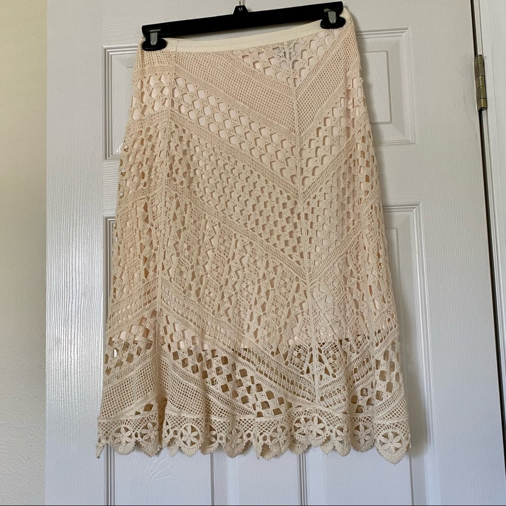 New Directions Women's Mitered Lace Midi Skirt